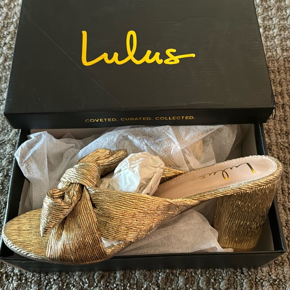 Lulus Dorothea Gold Knotted High Heel Sandals